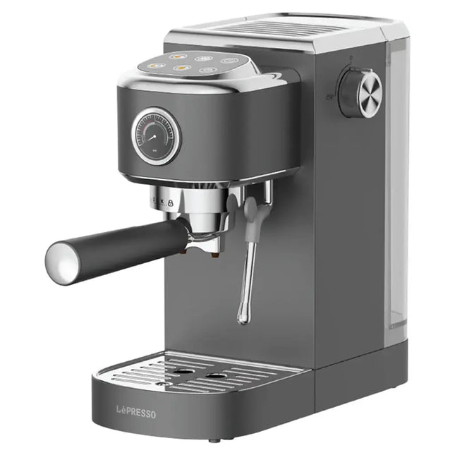 LePresso Hot & Cold Espresso Maker with Steam Wand and Pressure Gauge - Gray