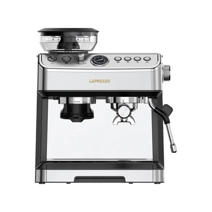 Lepresso Espresso Machine Conical Grinder & Steamer - Silver