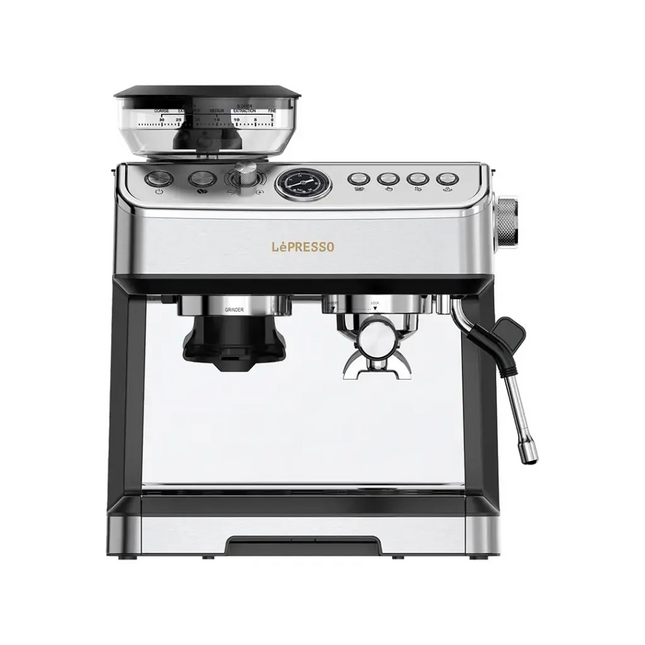 Lepresso Espresso Machine Conical Grinder & Steamer - Silver