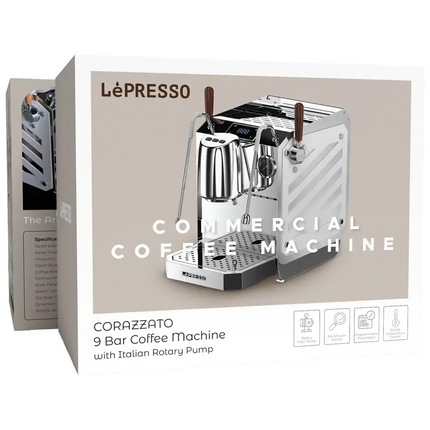 LePresso Commercial Corazzato 9 Bar Coffee Machine with Italian Rotary Pump - Silver