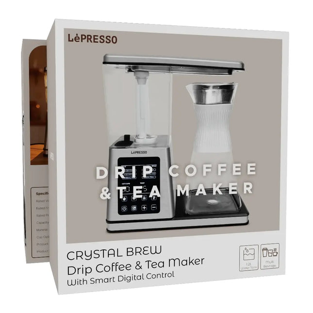 LePresso Crystal Brew Drip Coffee & Tea Maker with Smart Digital Control - Silver